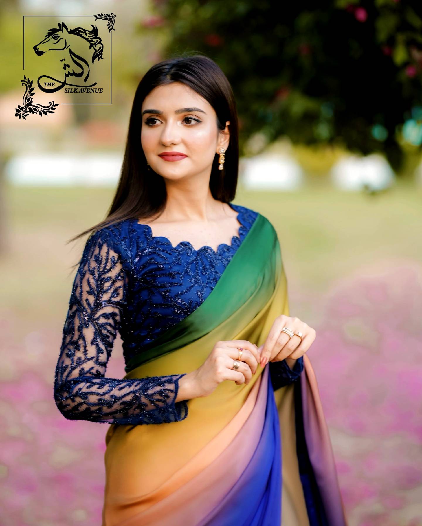 New Project (5) Shaded Golden and Blue Silk Sarree