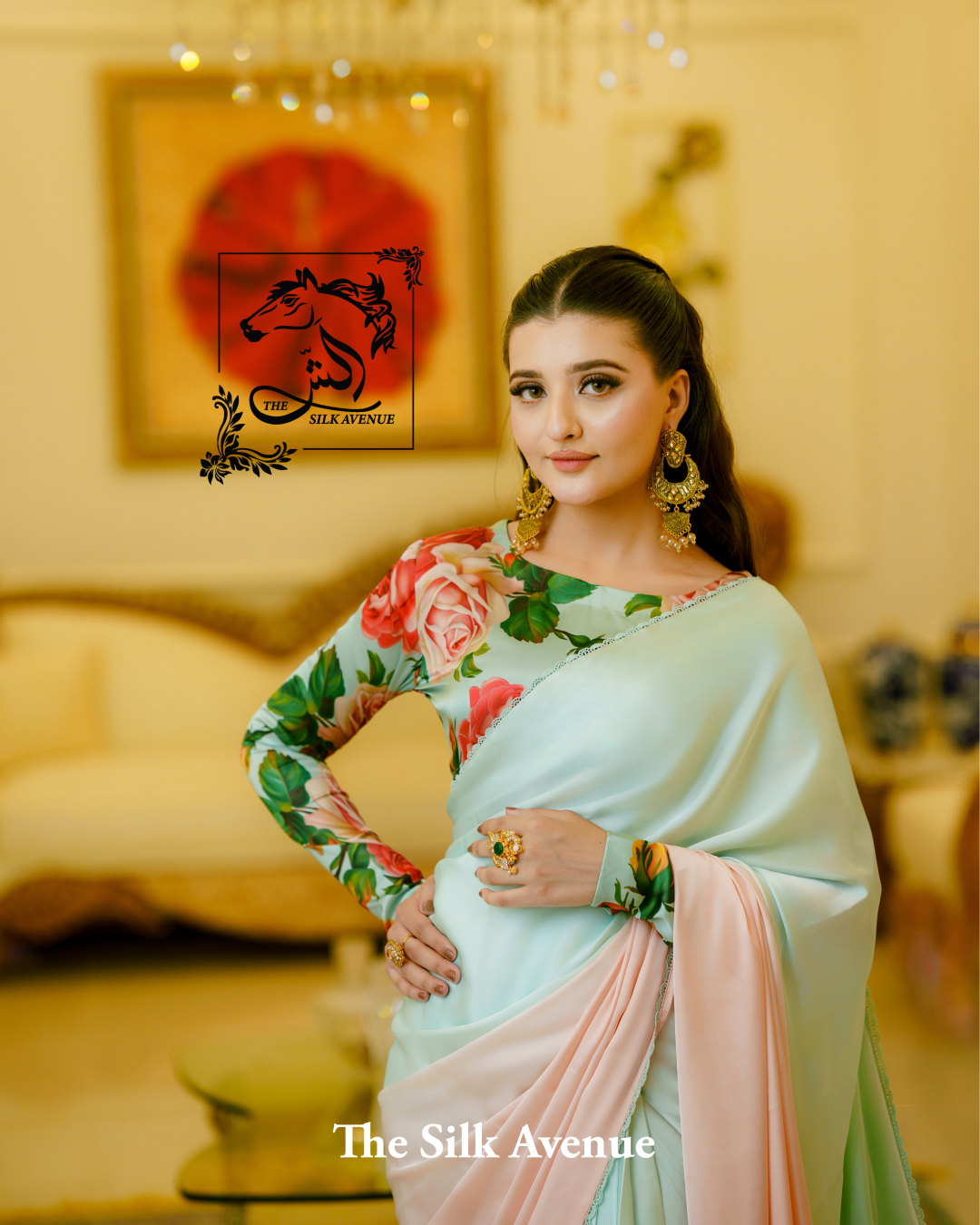 Ombre Peach and Sea green silk sarree