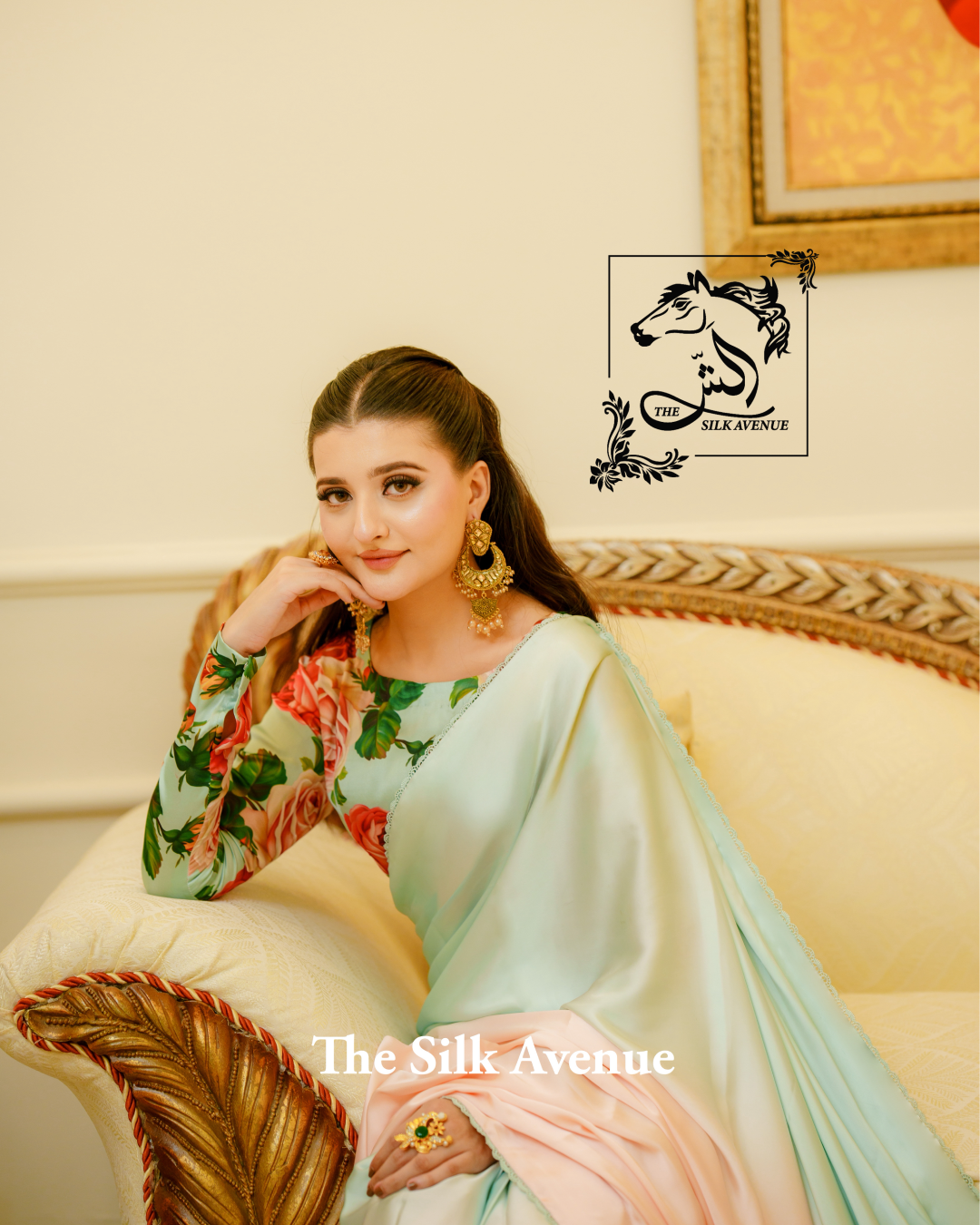 Ombre Peach and Sea green silk sarree