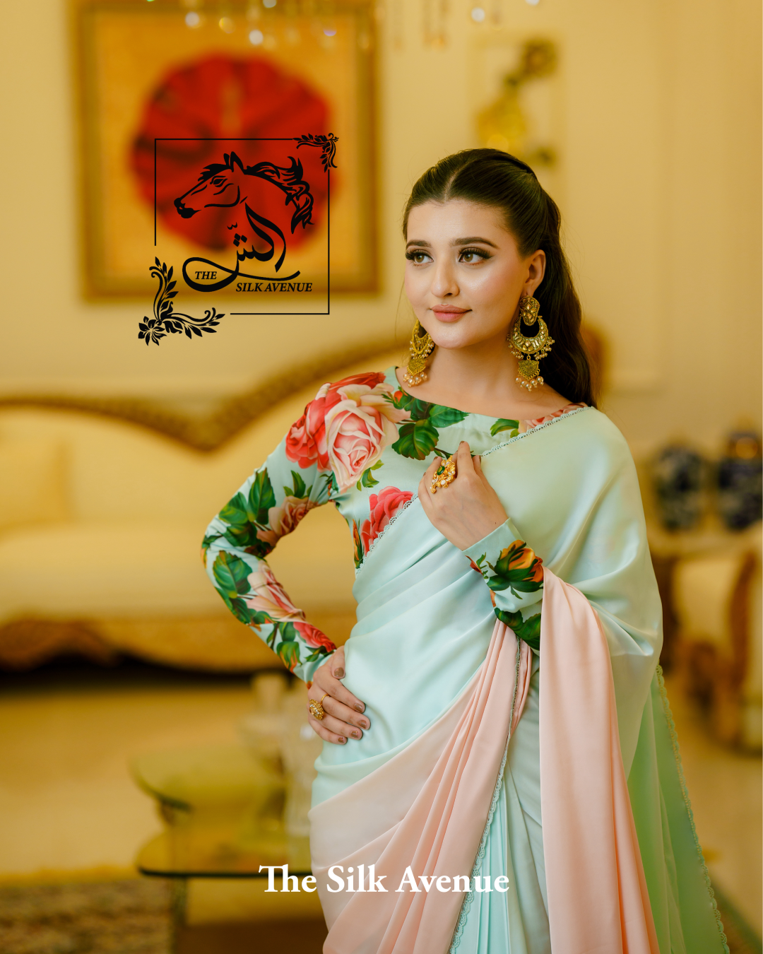 Ombre Peach and Sea green silk sarree