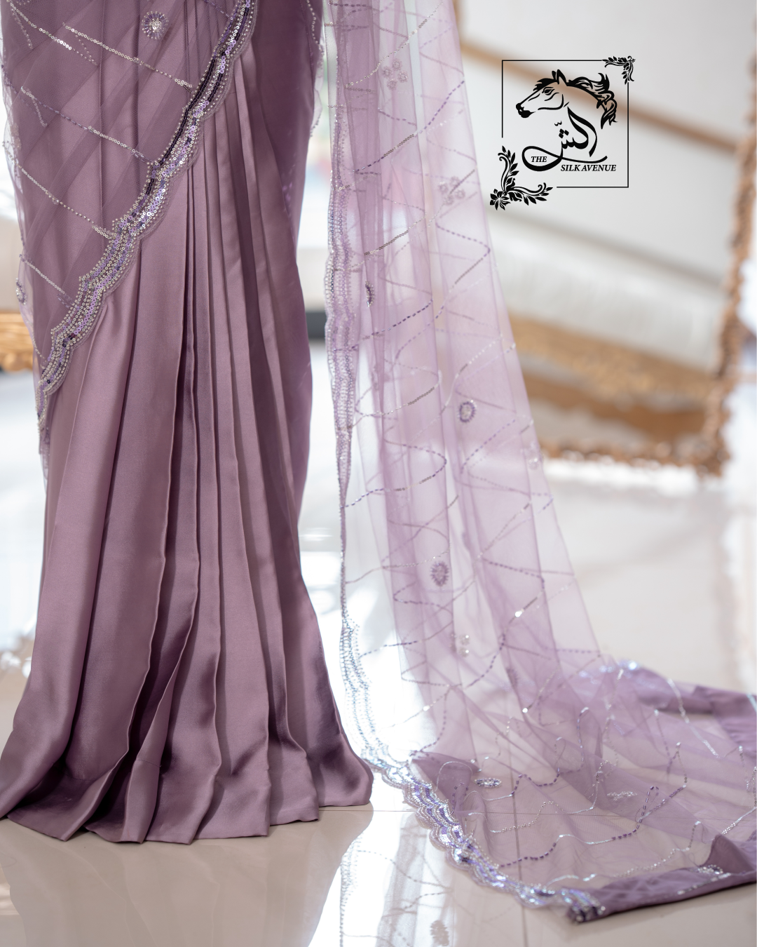 Lilac Cutdana Net Sarree